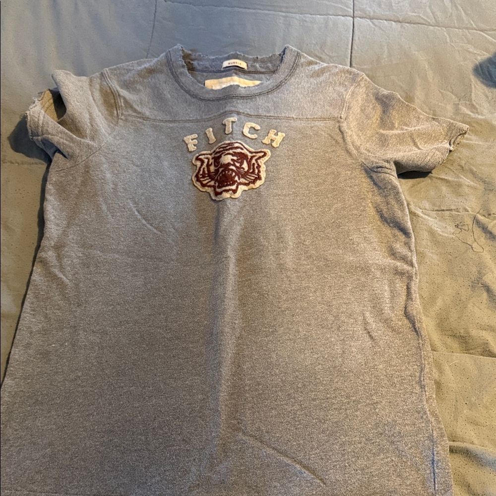 Abercrombie & Fitch Grey Tee with Burgundy Patch